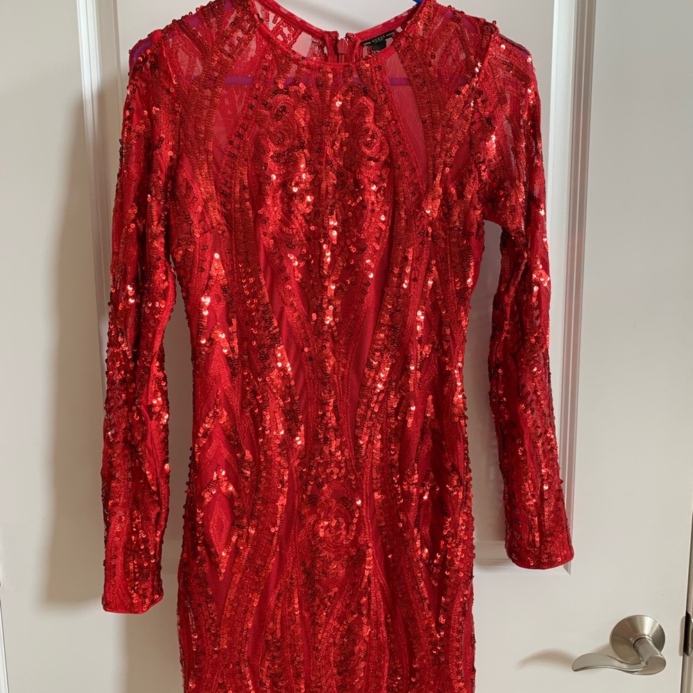 Guess Red Sequin Dress (S)